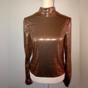 Nine West - Cara Santana Sequined Top. Copper color. Size XS.